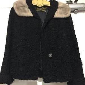 VINTAGE SELLERS-GOUGH TORONTO PERSIAN LAMB CURLY COAT MINK COLLAR SIZE S